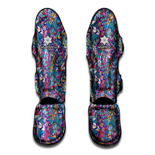 Boho Feather Pattern Print Muay Thai Shin Guard