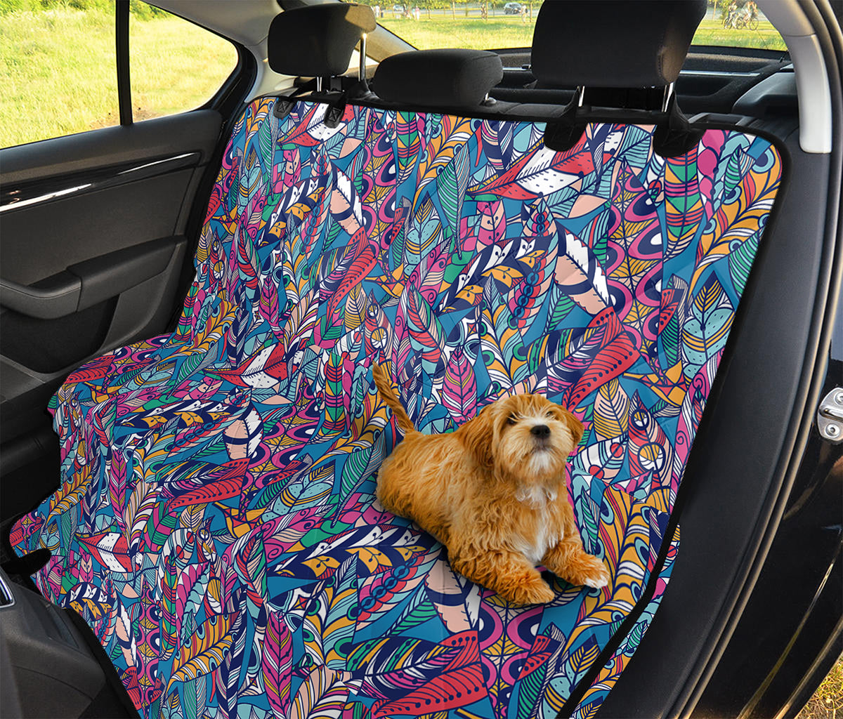 Boho Feather Pattern Print Pet Car Back Seat Cover