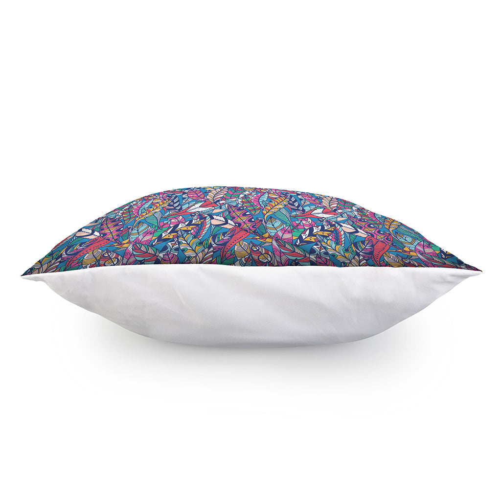 Boho Feather Pattern Print Pillow Cover