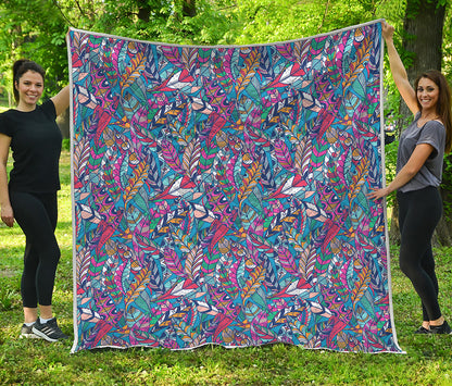 Boho Feather Pattern Print Quilt