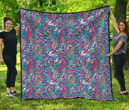 Boho Feather Pattern Print Quilt