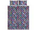 Boho Feather Pattern Print Quilt Bed Set