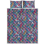 Boho Feather Pattern Print Quilt Bed Set
