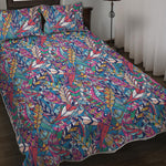 Boho Feather Pattern Print Quilt Bed Set