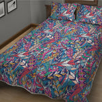 Boho Feather Pattern Print Quilt Bed Set