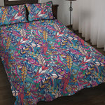 Boho Feather Pattern Print Quilt Bed Set