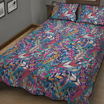 Boho Feather Pattern Print Quilt Bed Set