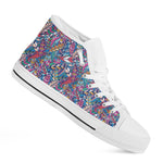 Boho Feather Pattern Print White High Top Shoes