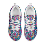 Boho Feather Pattern Print White Sneakers