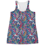 Boho Feather Pattern Print Women's Racerback Tank Top