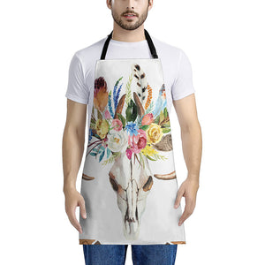 Boho Floral Deer Skull Print Apron