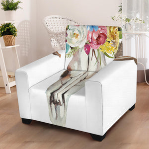 Boho Floral Deer Skull Print Armchair Slipcover