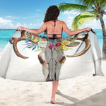 Boho Floral Deer Skull Print Beach Sarong Wrap