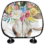 Boho Floral Deer Skull Print Car Headrest Covers