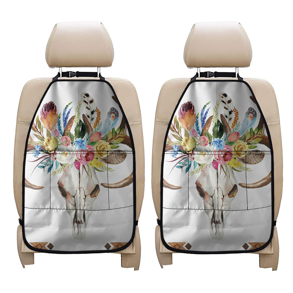 Boho Floral Deer Skull Print Car Seat Organizers