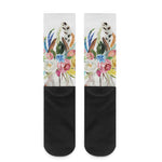 Boho Floral Deer Skull Print Crew Socks