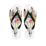 Boho Floral Deer Skull Print Flip Flops