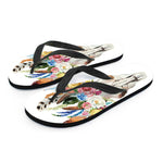 Boho Floral Deer Skull Print Flip Flops