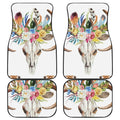 Boho Floral Deer Skull Print Front and Back Car Floor Mats
