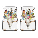 Boho Floral Deer Skull Print Front Car Floor Mats