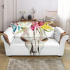 Boho Floral Deer Skull Print Loveseat Slipcover