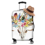 Boho Floral Deer Skull Print Luggage Cover