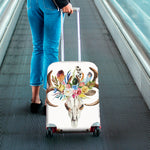 Boho Floral Deer Skull Print Luggage Cover