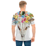 Boho Floral Deer Skull Print Men's T-Shirt