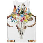 Boho Floral Deer Skull Print Men's Tank Top