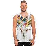 Boho Floral Deer Skull Print Men's Tank Top