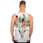 Boho Floral Deer Skull Print Men's Tank Top