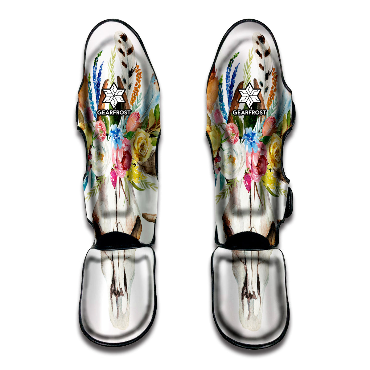 Boho Floral Deer Skull Print Muay Thai Shin Guard