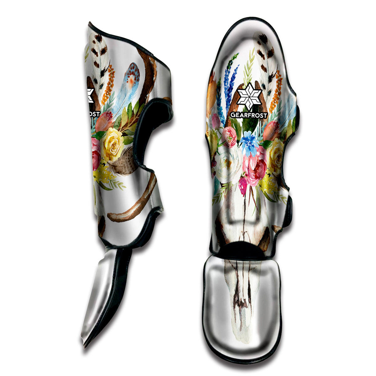 Boho Floral Deer Skull Print Muay Thai Shin Guard