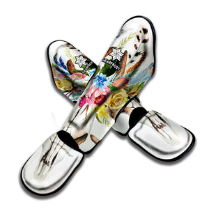 Boho Floral Deer Skull Print Muay Thai Shin Guard