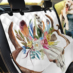 Boho Floral Deer Skull Print Pet Car Back Seat Cover