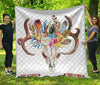 Boho Floral Deer Skull Print Quilt