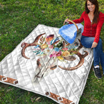 Boho Floral Deer Skull Print Quilt