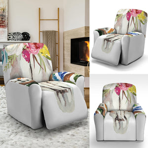 Boho Floral Deer Skull Print Recliner Slipcover