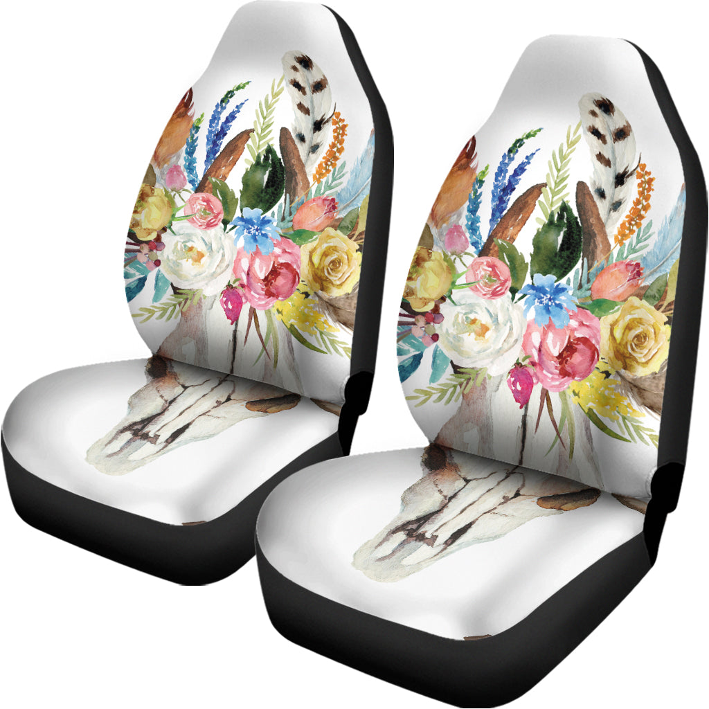 Boho Floral Deer Skull Print Universal Fit Car Seat Covers