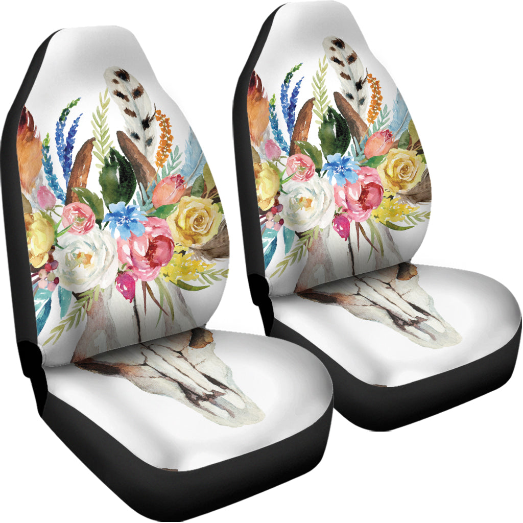 Boho Floral Deer Skull Print Universal Fit Car Seat Covers