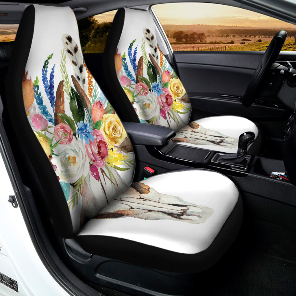 Boho Floral Deer Skull Print Universal Fit Car Seat Covers