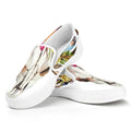 Boho Floral Deer Skull Print White Slip On Sneakers