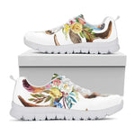 Boho Floral Deer Skull Print White Sneakers