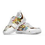 Boho Floral Deer Skull Print White Sneakers
