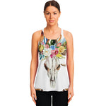 Boho Floral Deer Skull Print Women's Racerback Tank Top