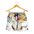 Boho Floral Deer Skull Print Women's Shorts