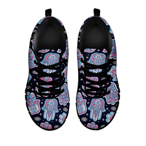 Boho Hamsa Pattern Print Black Sneakers