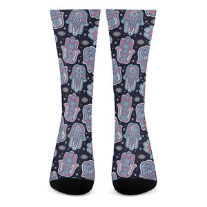 Boho Hamsa Pattern Print Crew Socks