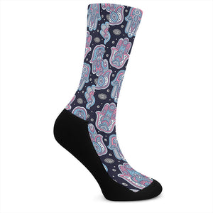 Boho Hamsa Pattern Print Crew Socks