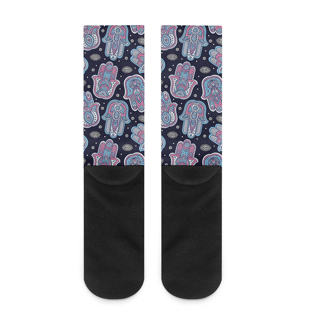 Boho Hamsa Pattern Print Crew Socks
